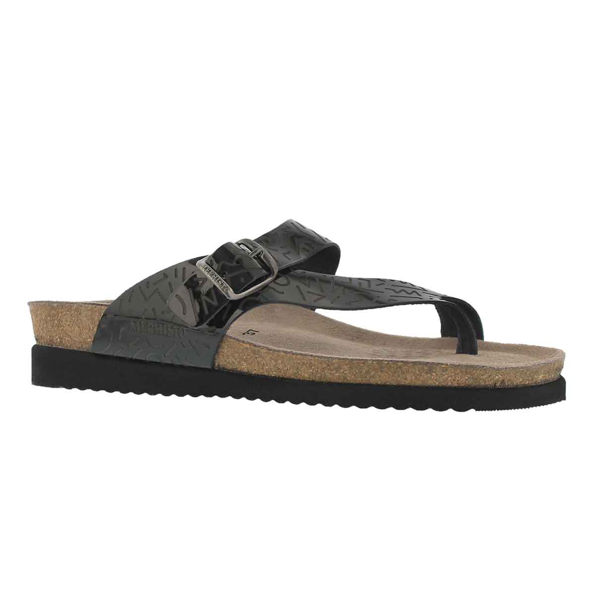 Lds Helen Laser blk pat cork ftbd thong