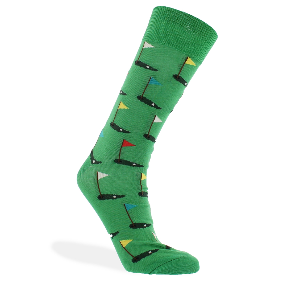 Mns Golf Crew green printed sock