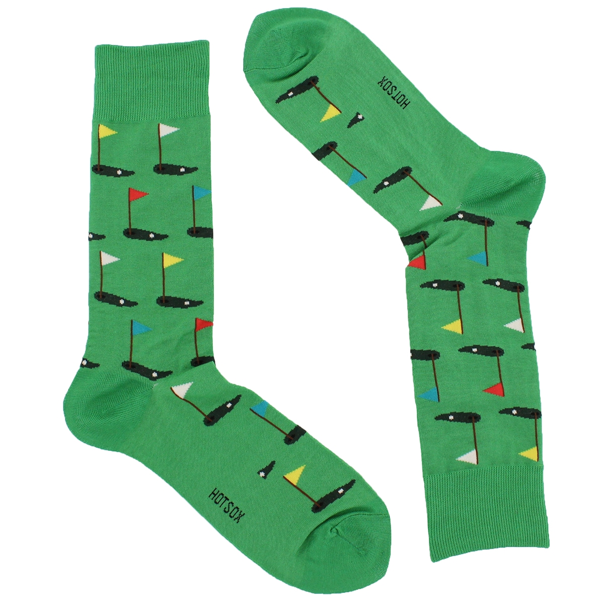 Mns Golf Crew green printed sock