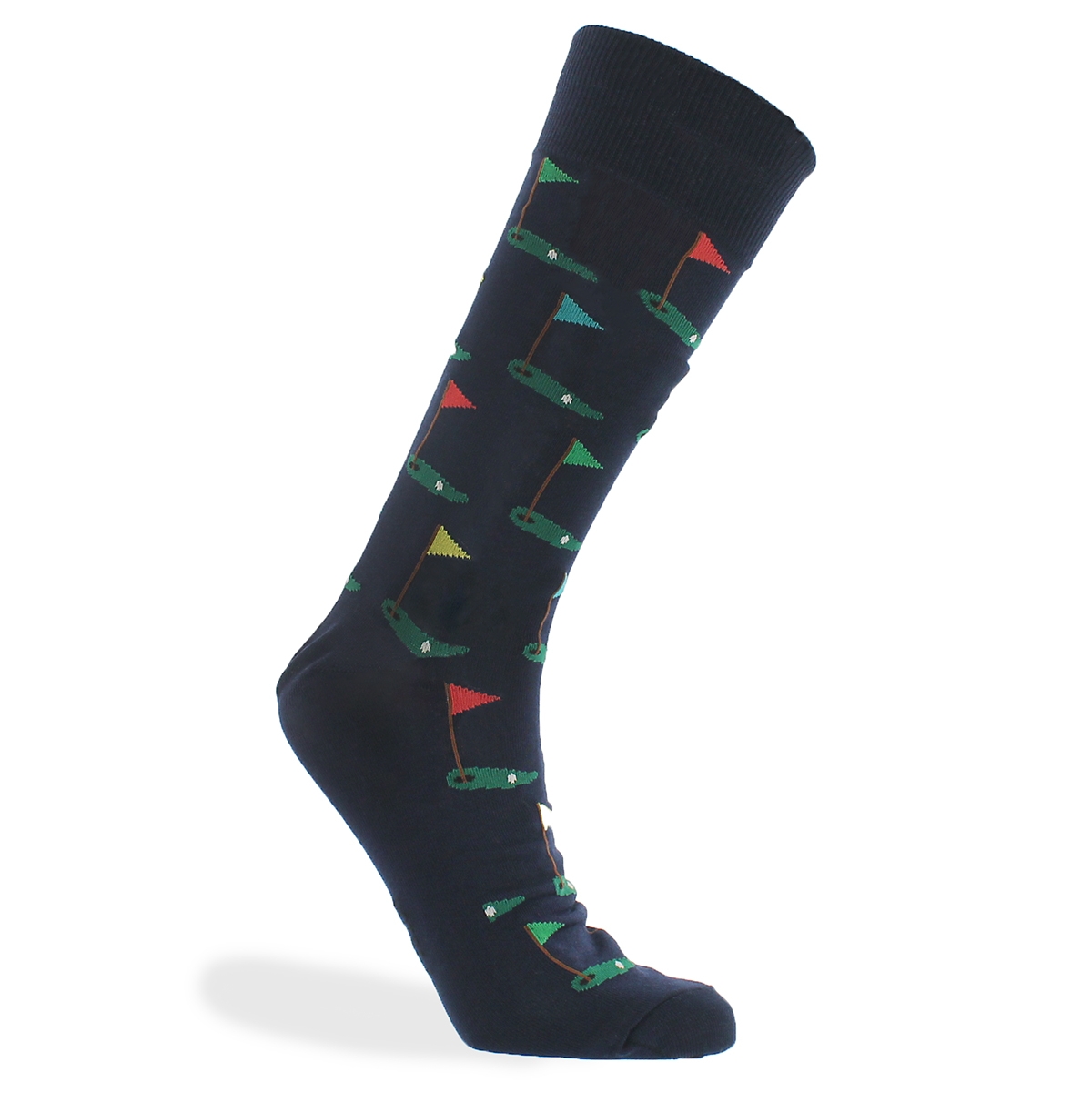 Mns Golf Crew navy printed sock