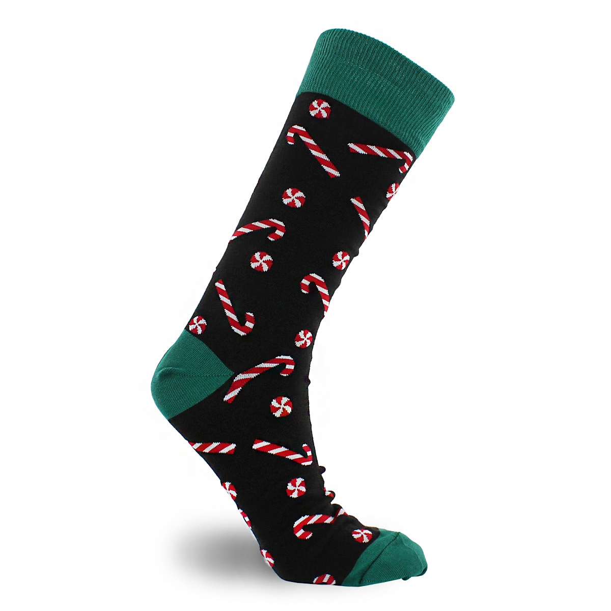 Mns Candy Canes blk printed sock