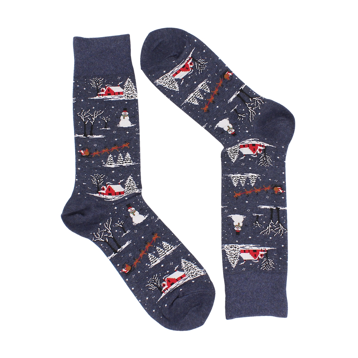 Men's CHRISTMAS SCENE grey printed socks