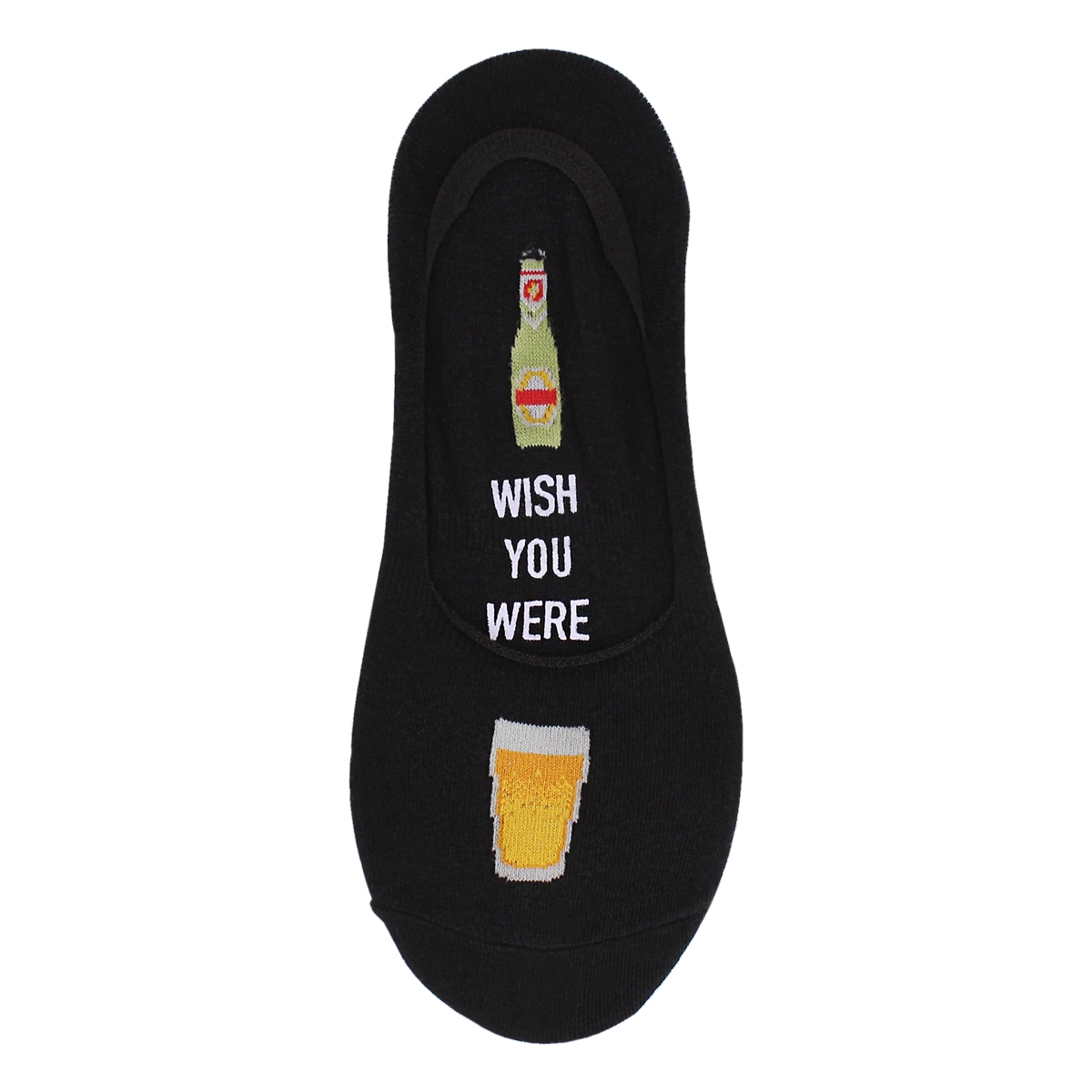 Men's WISH YOU WERE BEER black liner socks
