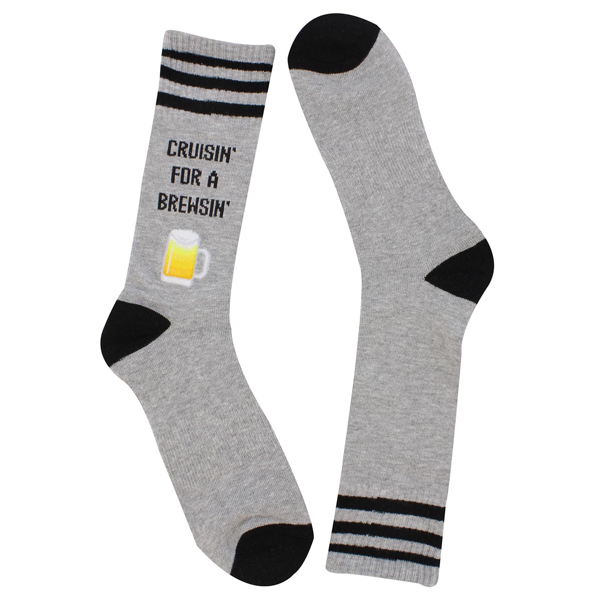 Mns Cruisin for a Brewsin gry prntd sock