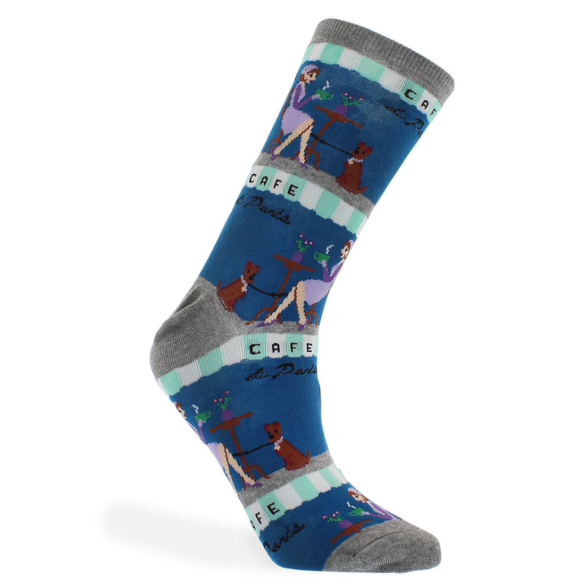 Lds Cafe dark blue printed sock