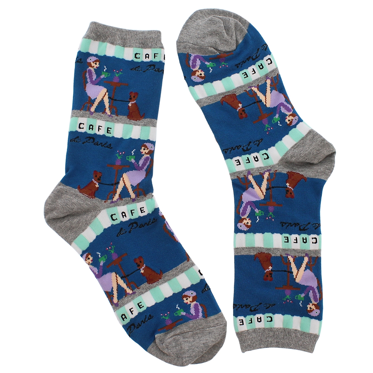 Lds Cafe dark blue printed sock