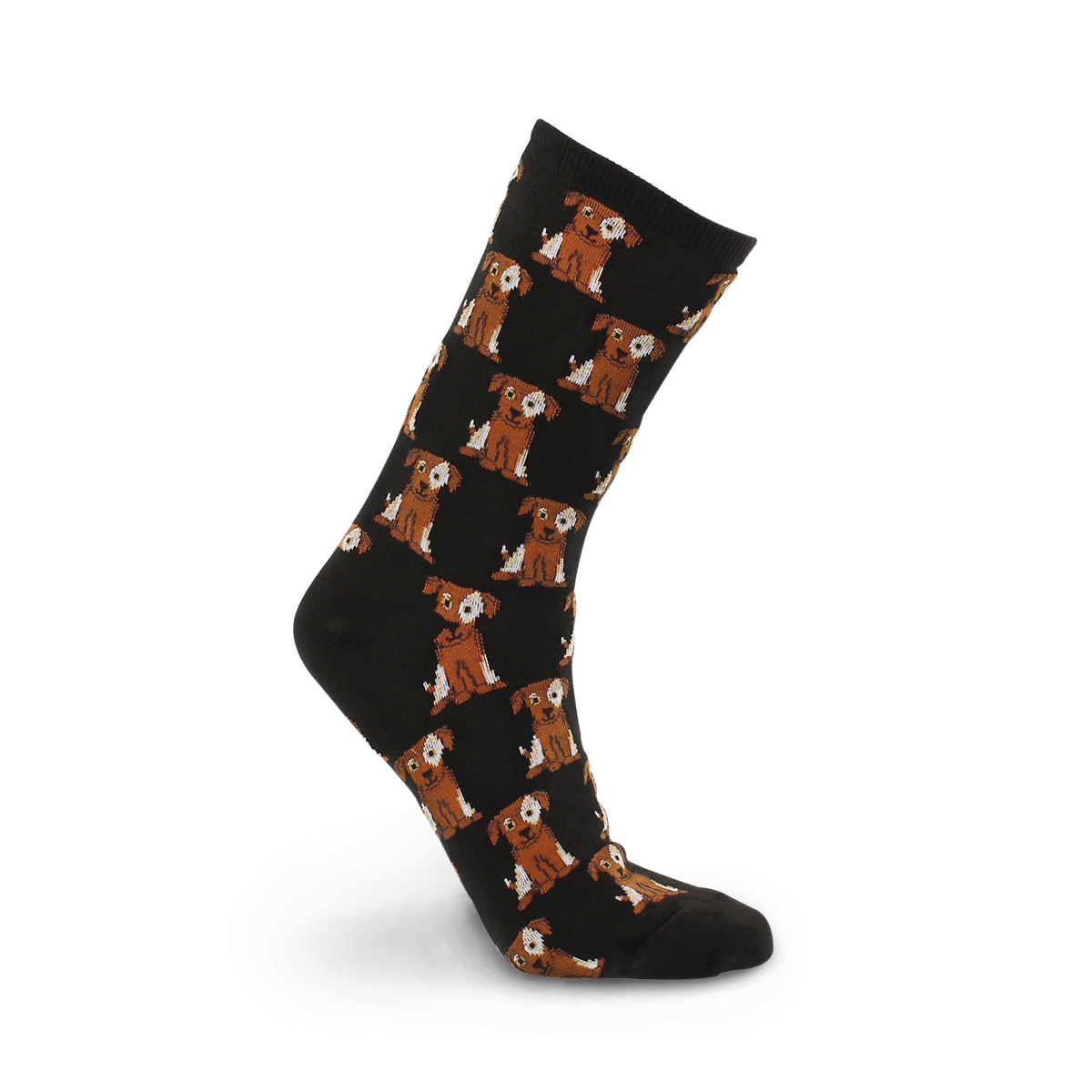 Lds Dogs black/brown printed sock