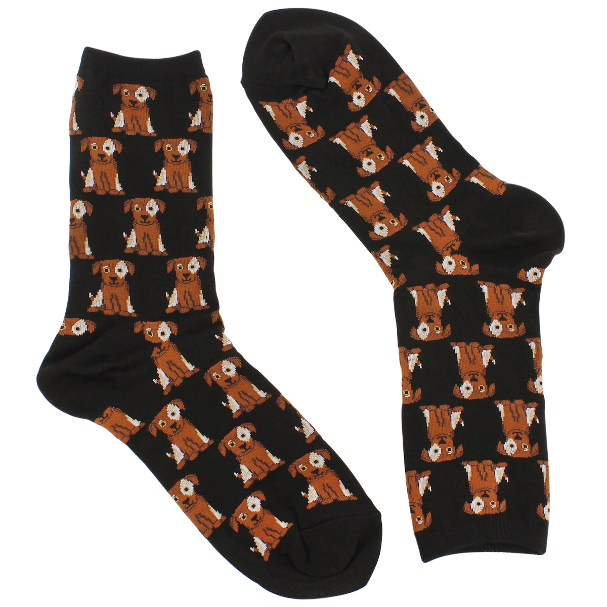 Lds Dogs black/brown printed sock