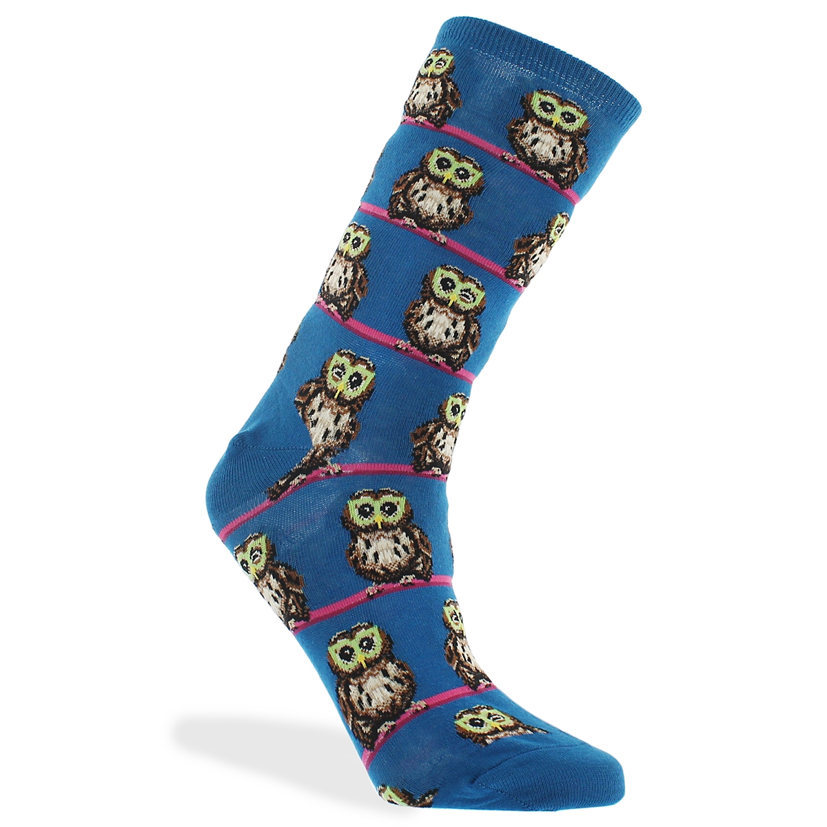 Lds Owl with Glasses blue printed sock