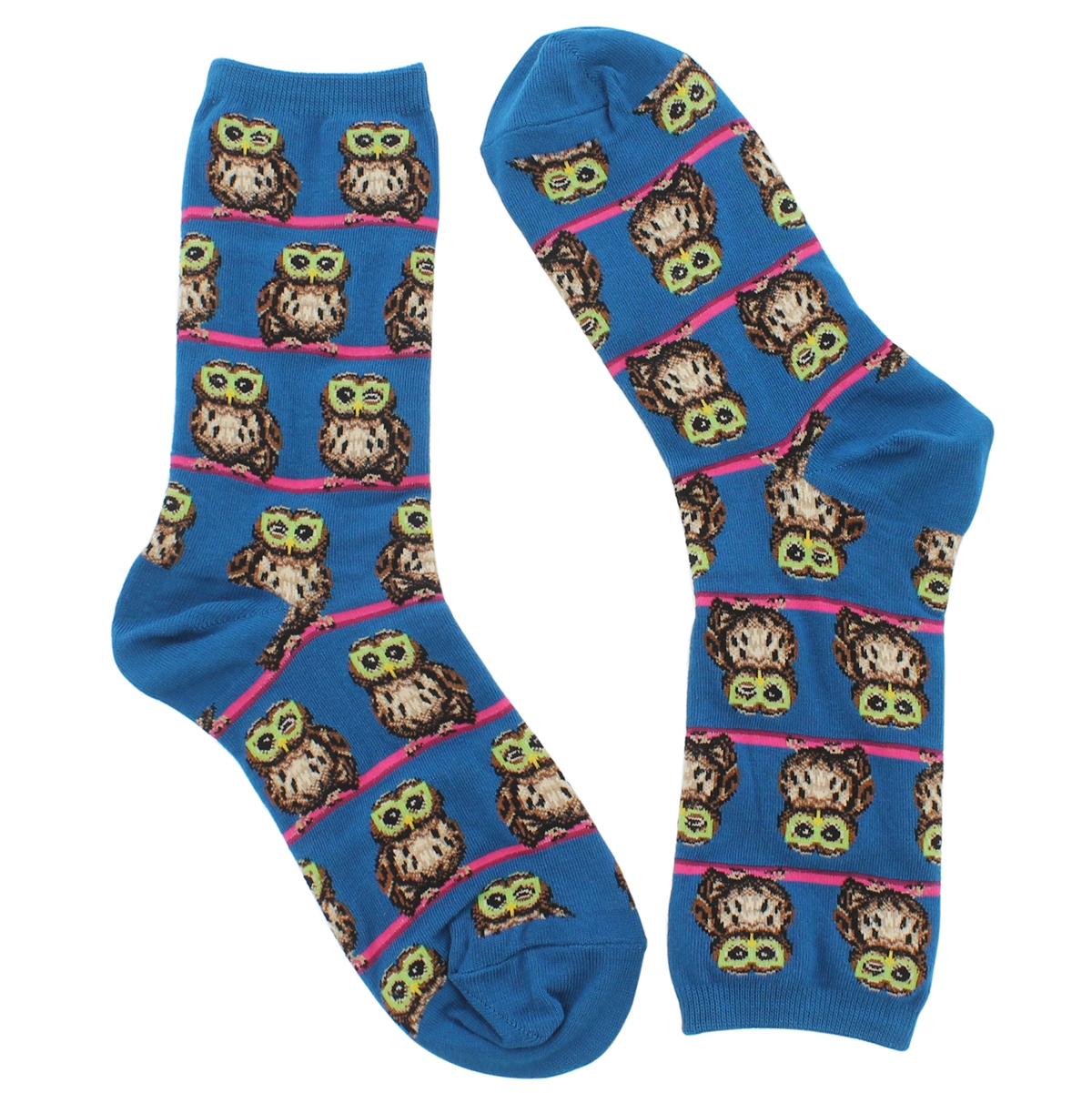 Lds Owl with Glasses blue printed sock