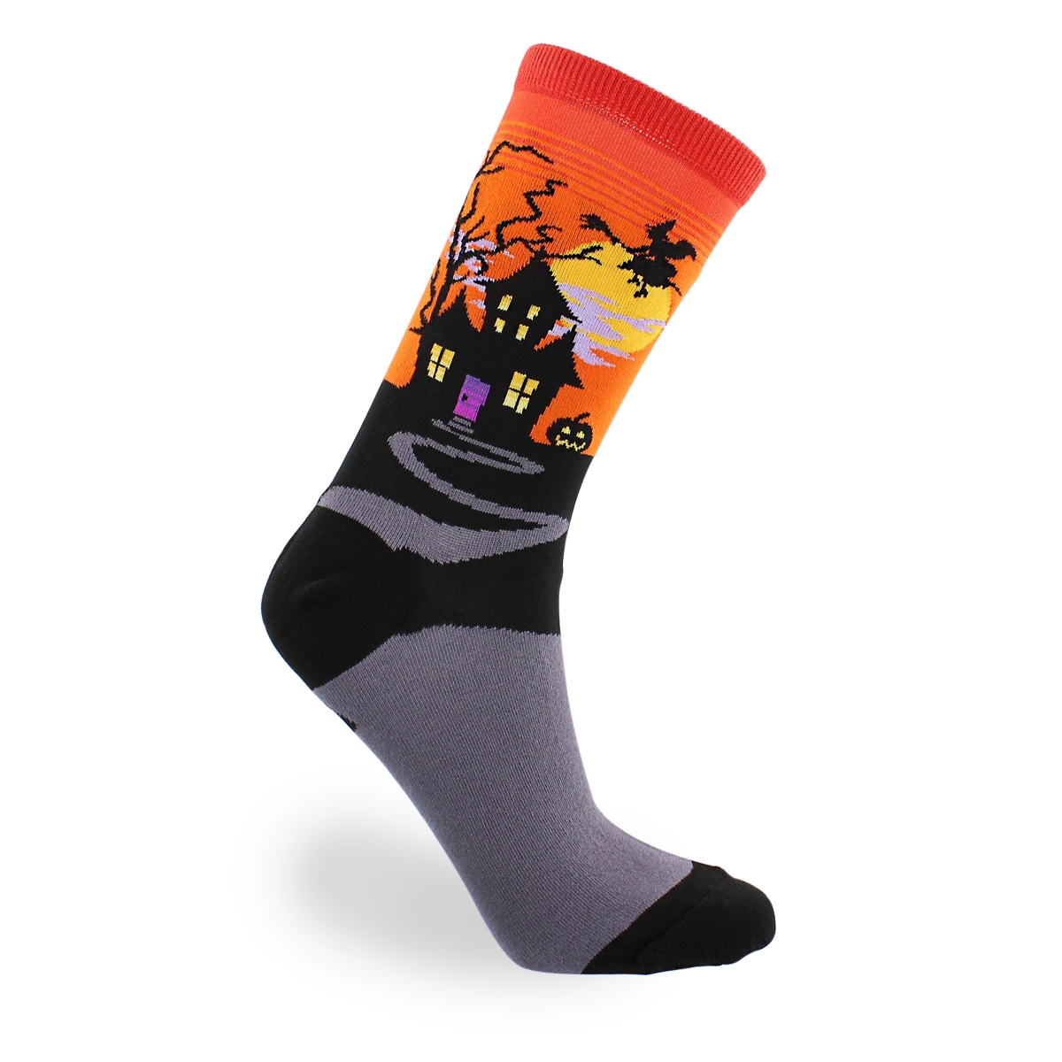 Lds Haunted House orange printed sock