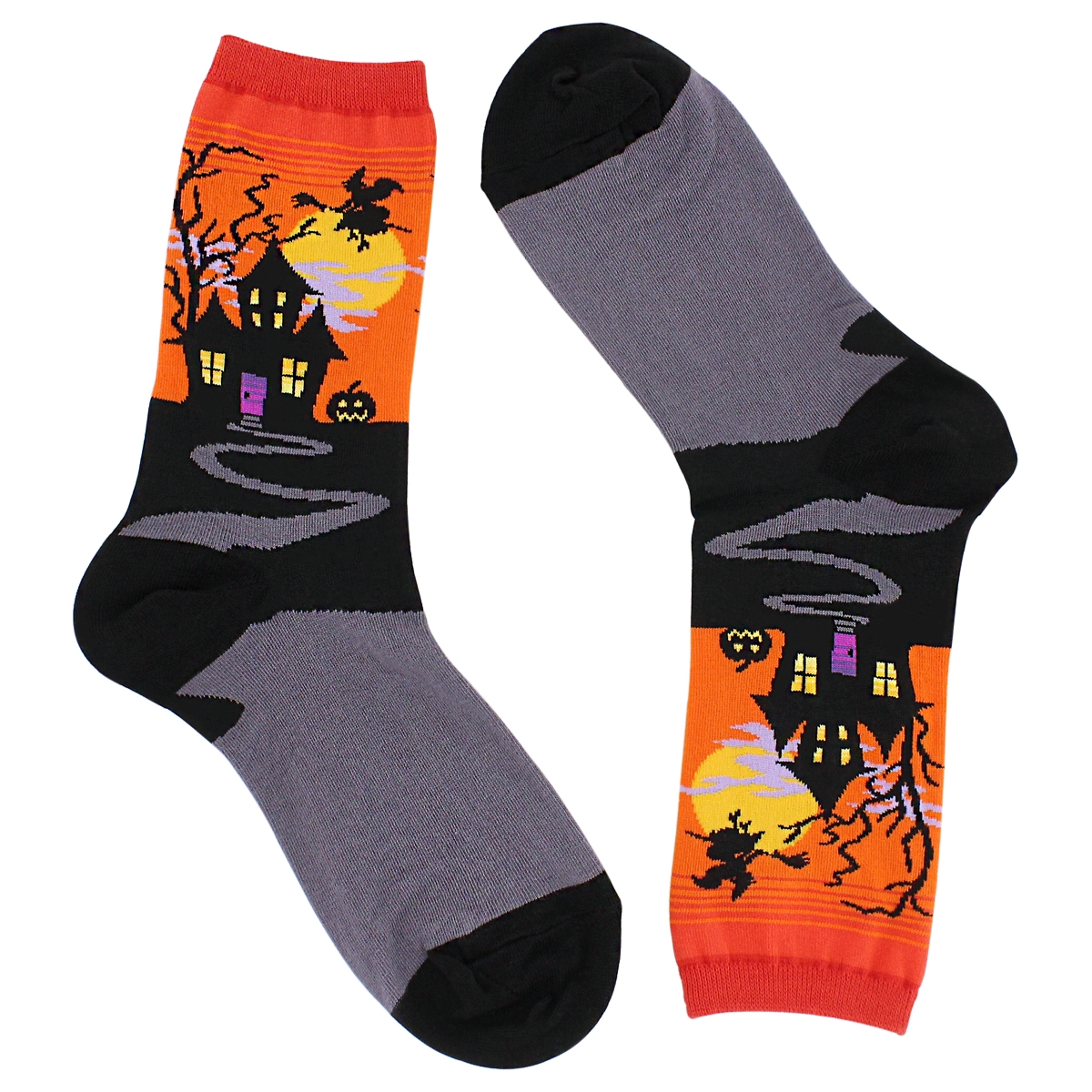 Lds Haunted House orange printed sock