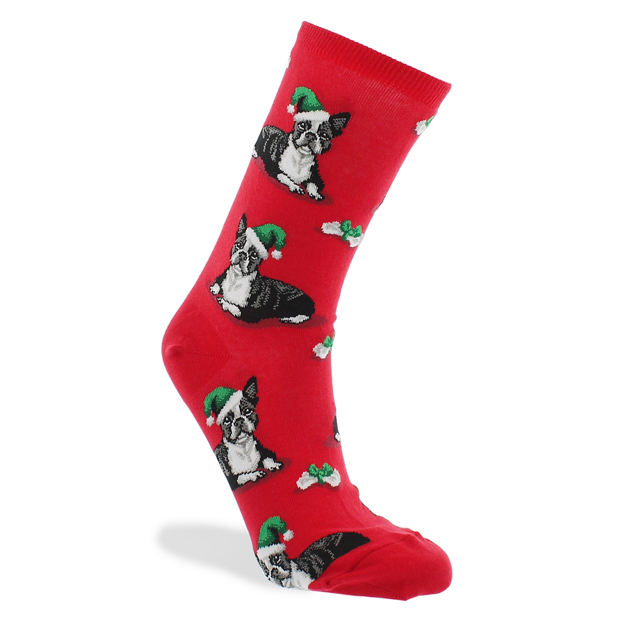 Chaussette BostonTerrierXMas, imp rge,fe