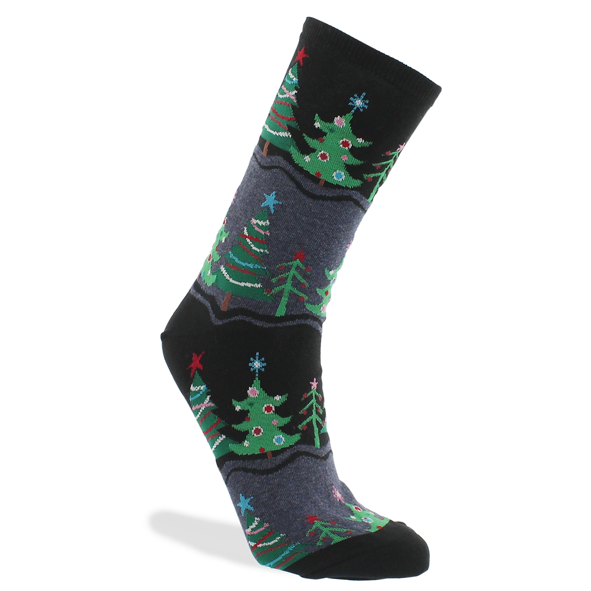 Lds Funky Christmas Tree bk printed sock
