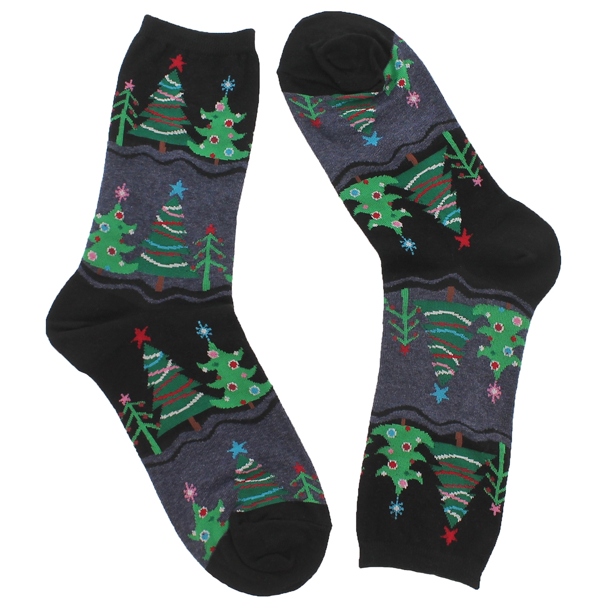 Lds Funky Christmas Tree bk printed sock
