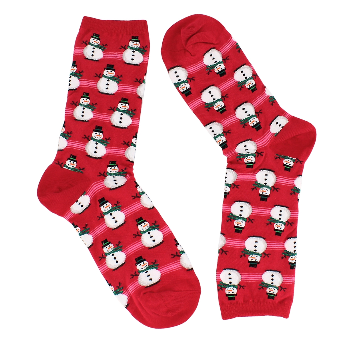 Women's SNOWMEN red printed socks