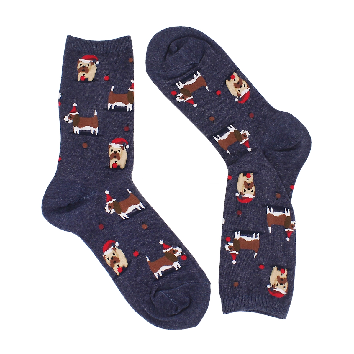 Women's CHRISTMAS DOGGIES grey printed socks