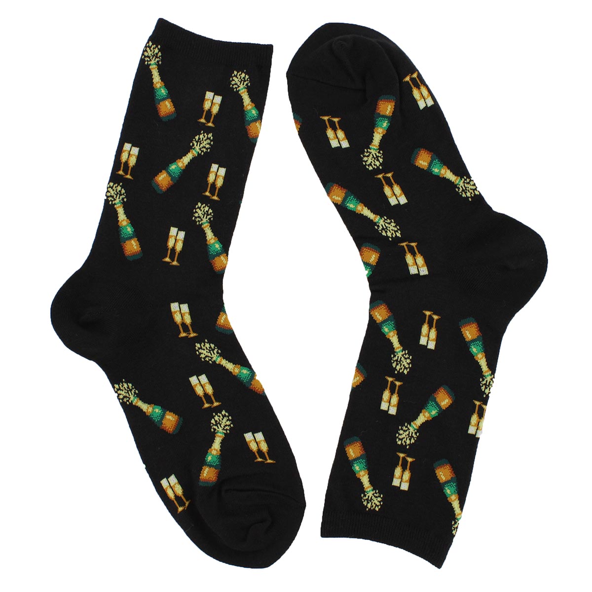Lds Champagne Bottles black printed sock