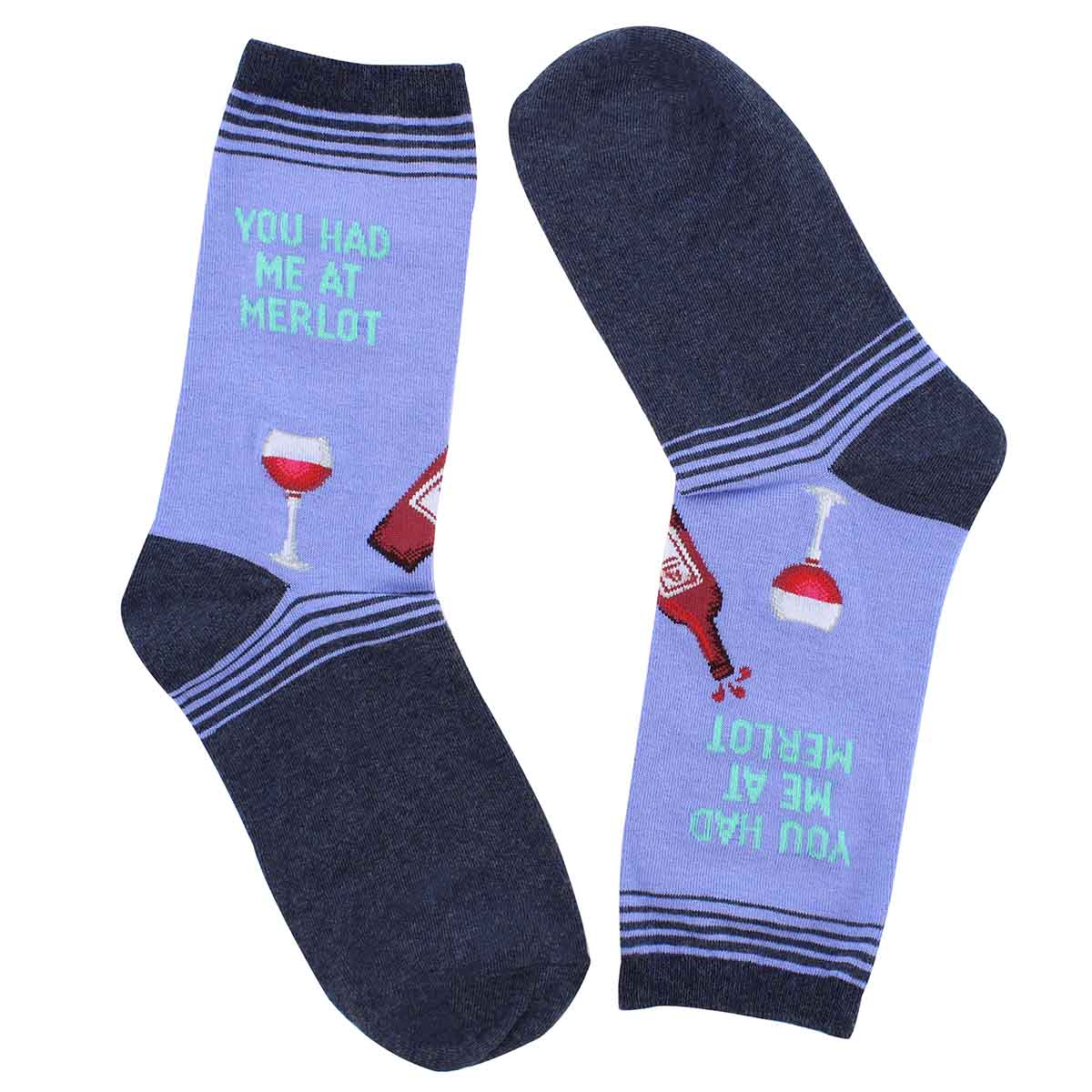 Lds U Had Me At Merlot peri printed sock