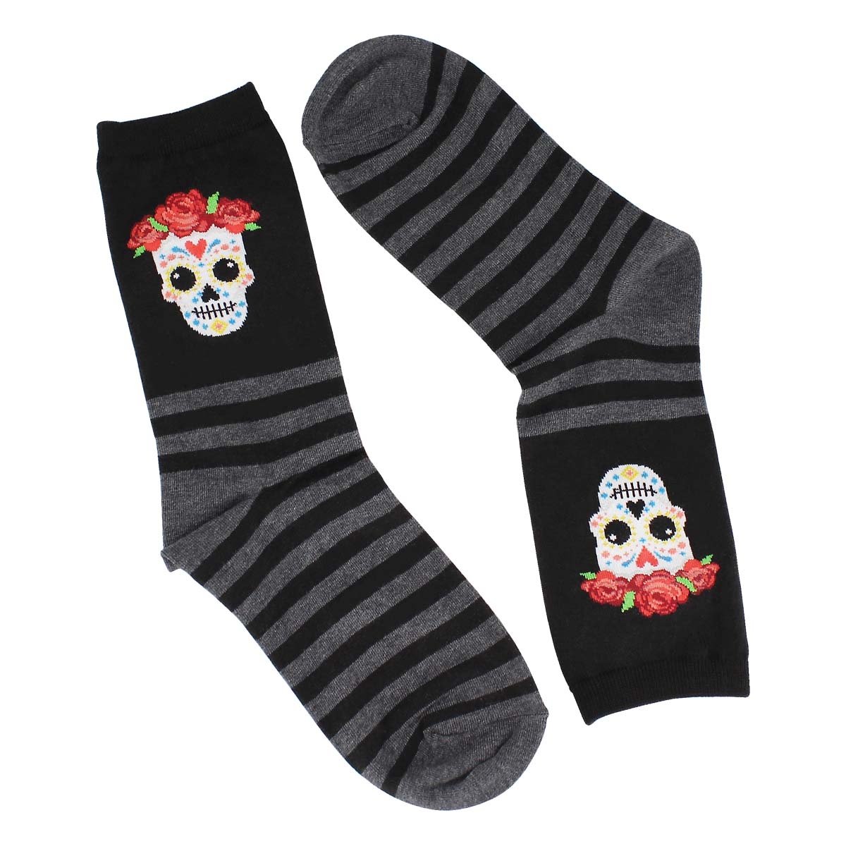 Lds Sugar Skull black printed sock