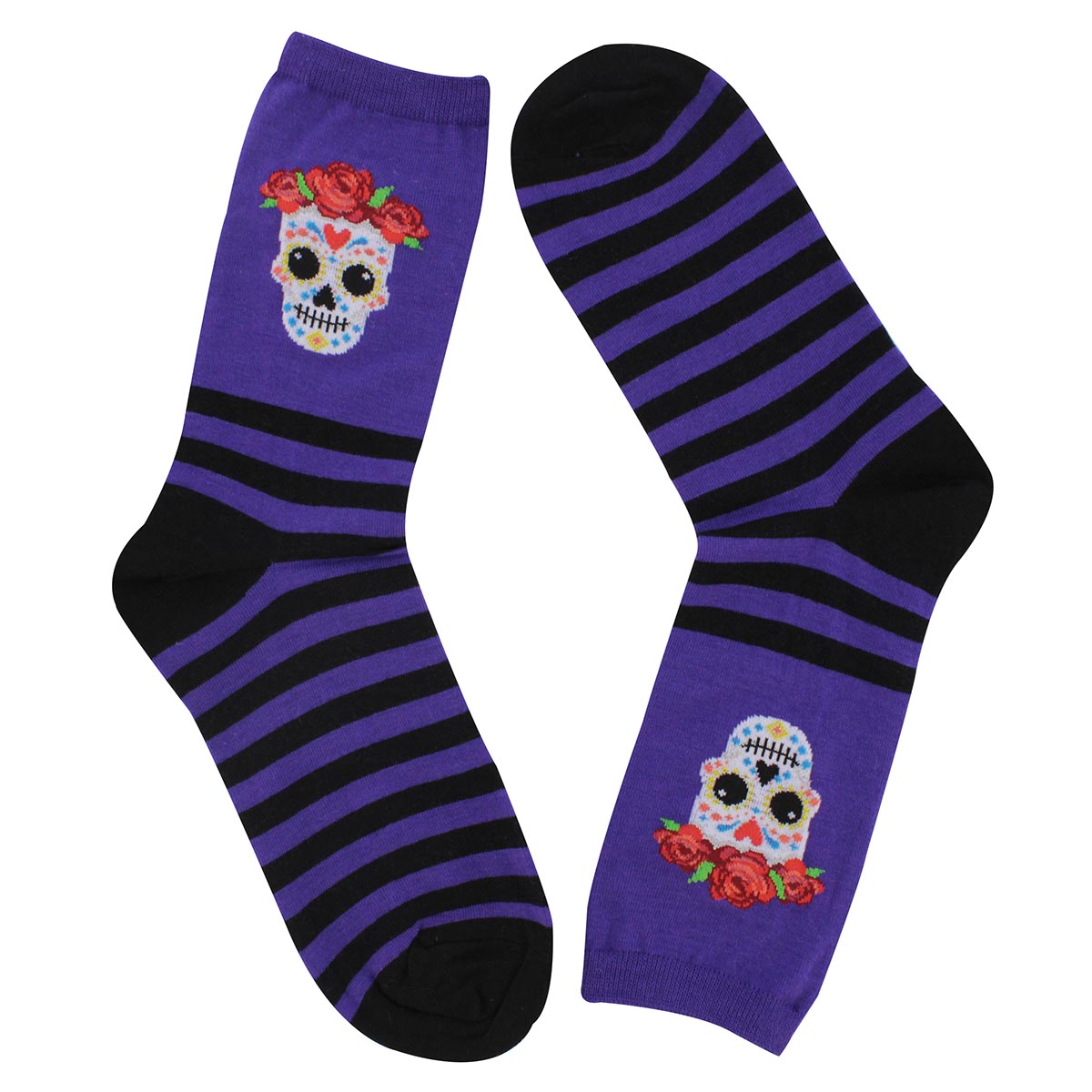 Lds Sugar Skull purple printed sock