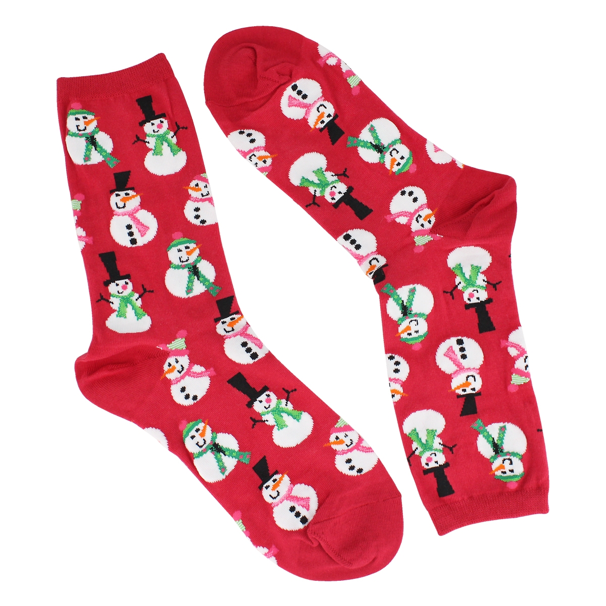 Lds Snowmen red printed sock