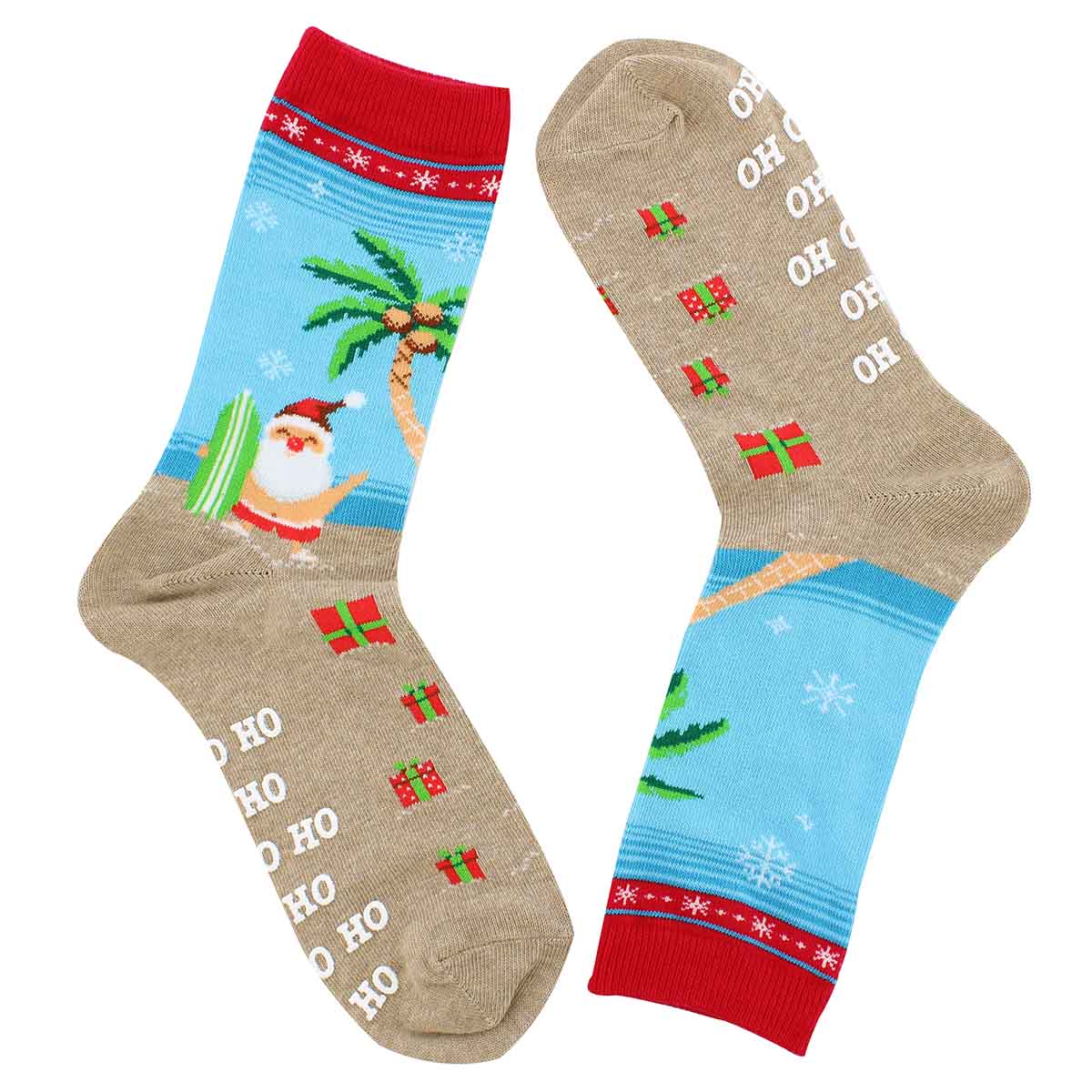 Lds Surfing Santa red printed sock
