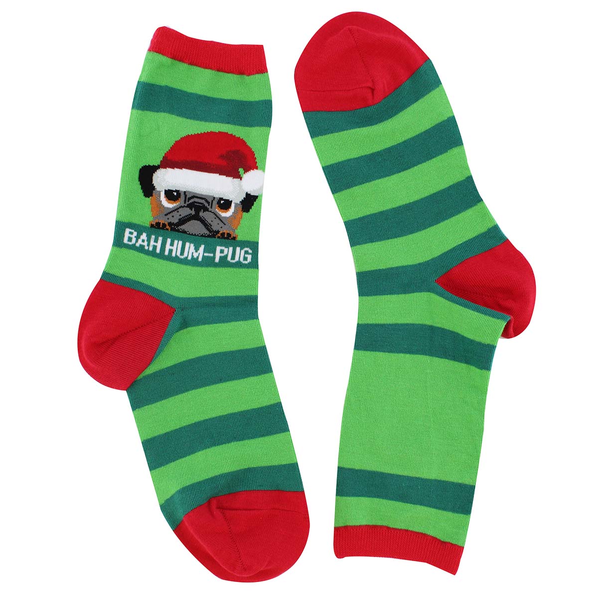 Lds Bah Humpug green printed sock