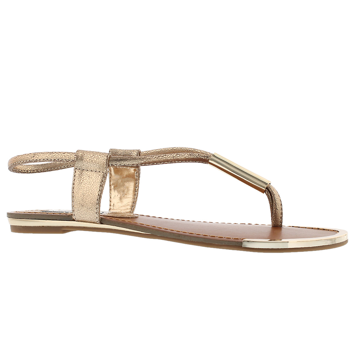 Women's HOLLAND gold t-strap thong sandals