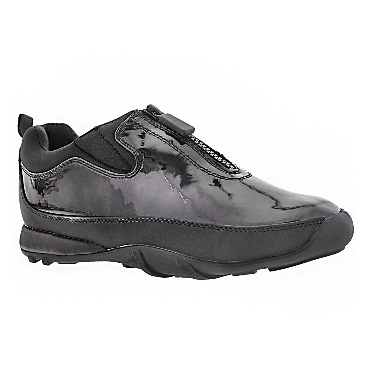 Women's HOWDOO black patent front zip rain shoes