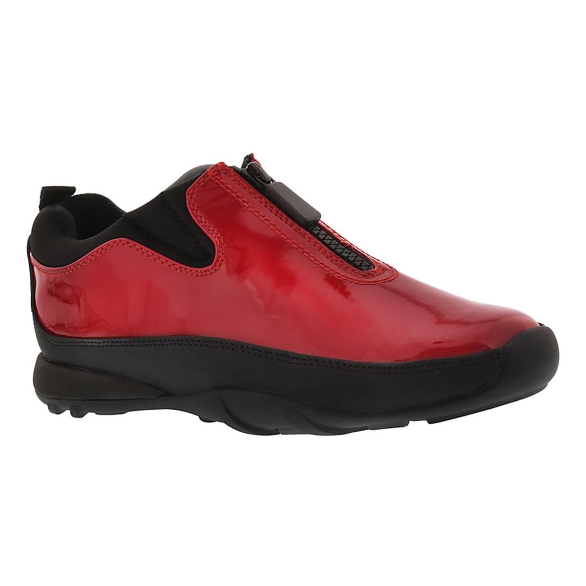 Women's HOWDOO red patent front zip rain shoes