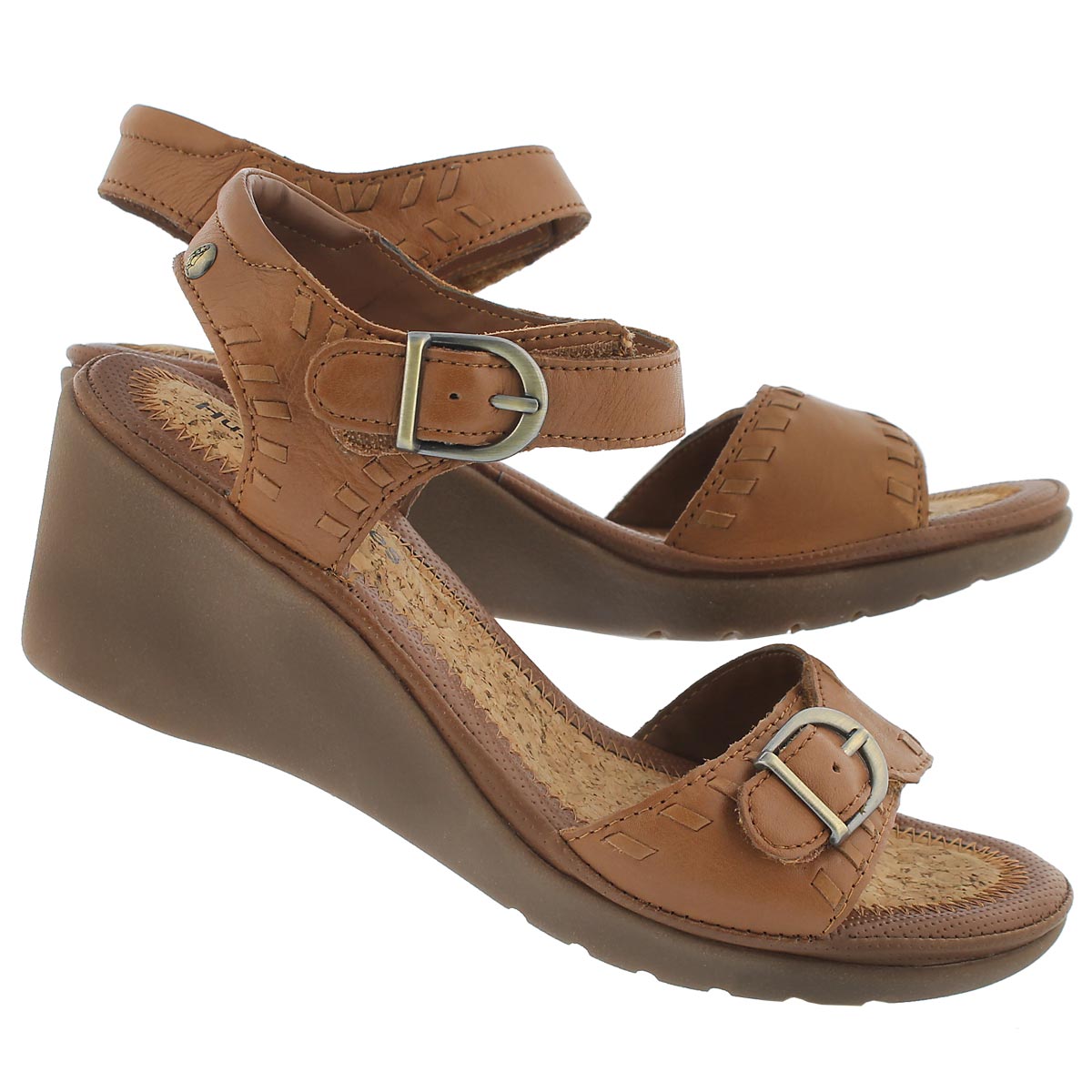 Lds Noelle Russo tan wedge sandal