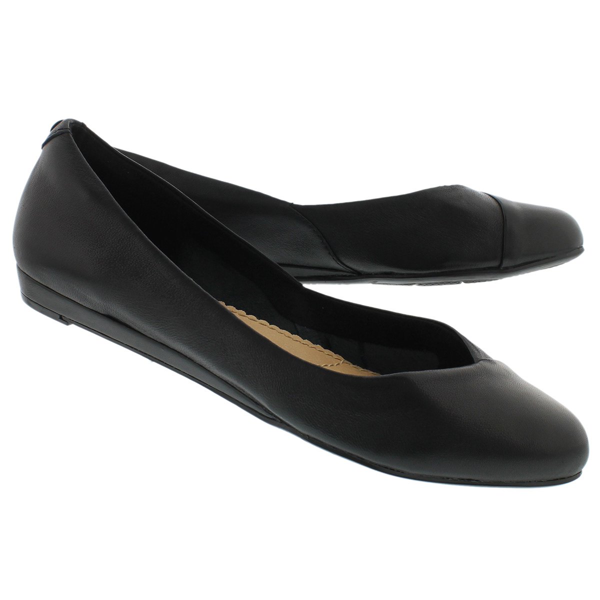Lds Lumi Ballentine blk lthr dress flat