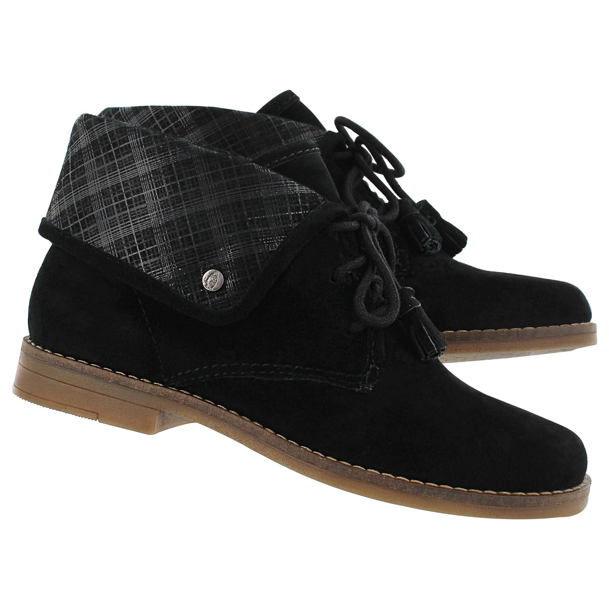 Lds Milos Cayto blk foldover cuff bootie