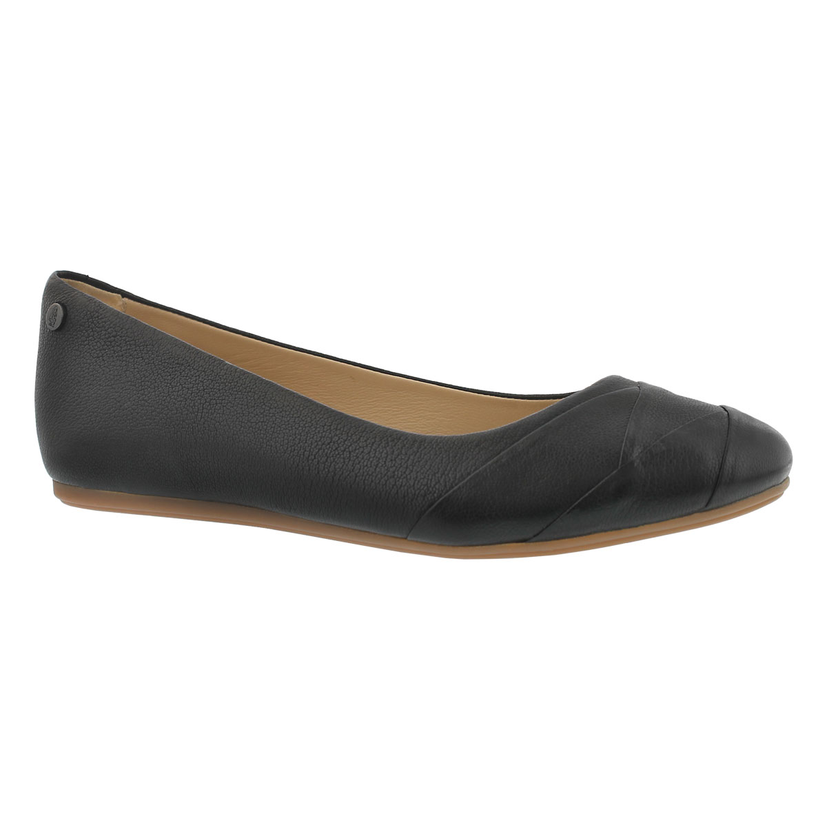Lds Heidi Heather black leather flat