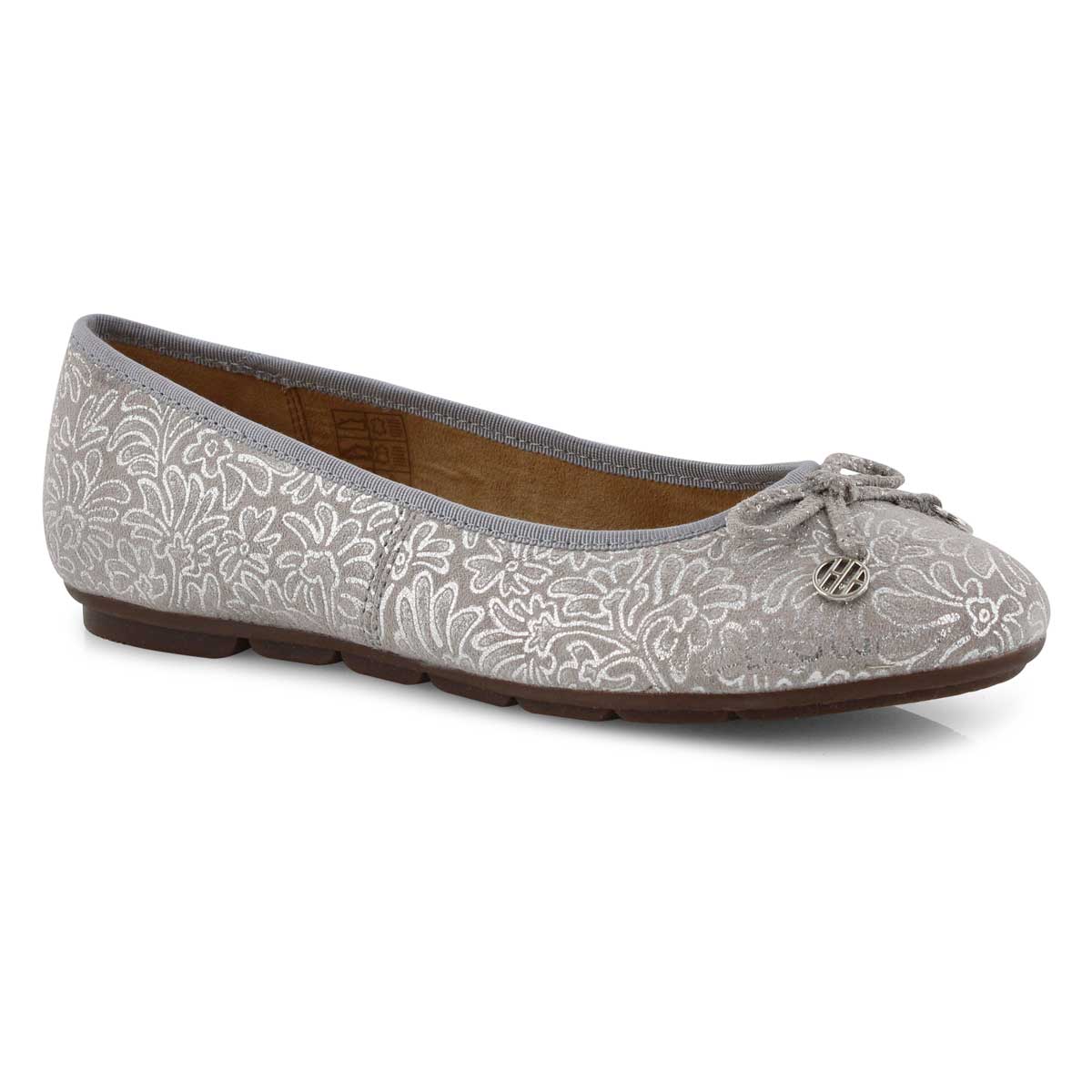 Lds Abby Bow Ballet slvr mtlc flat