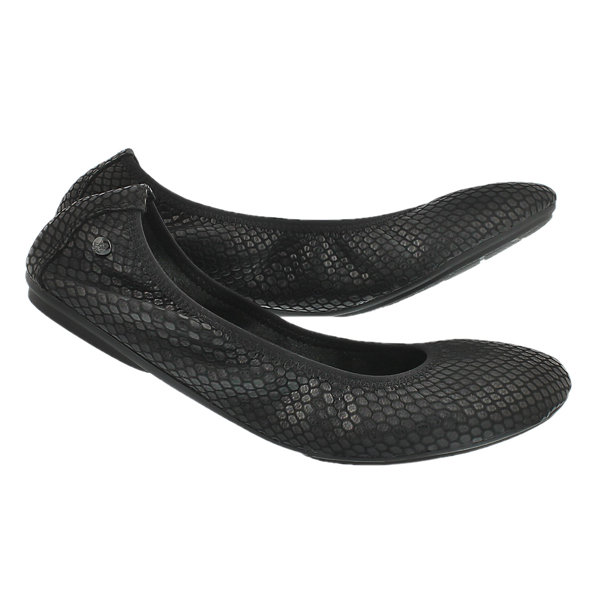 Lds Chaste Ballet black embossed flat