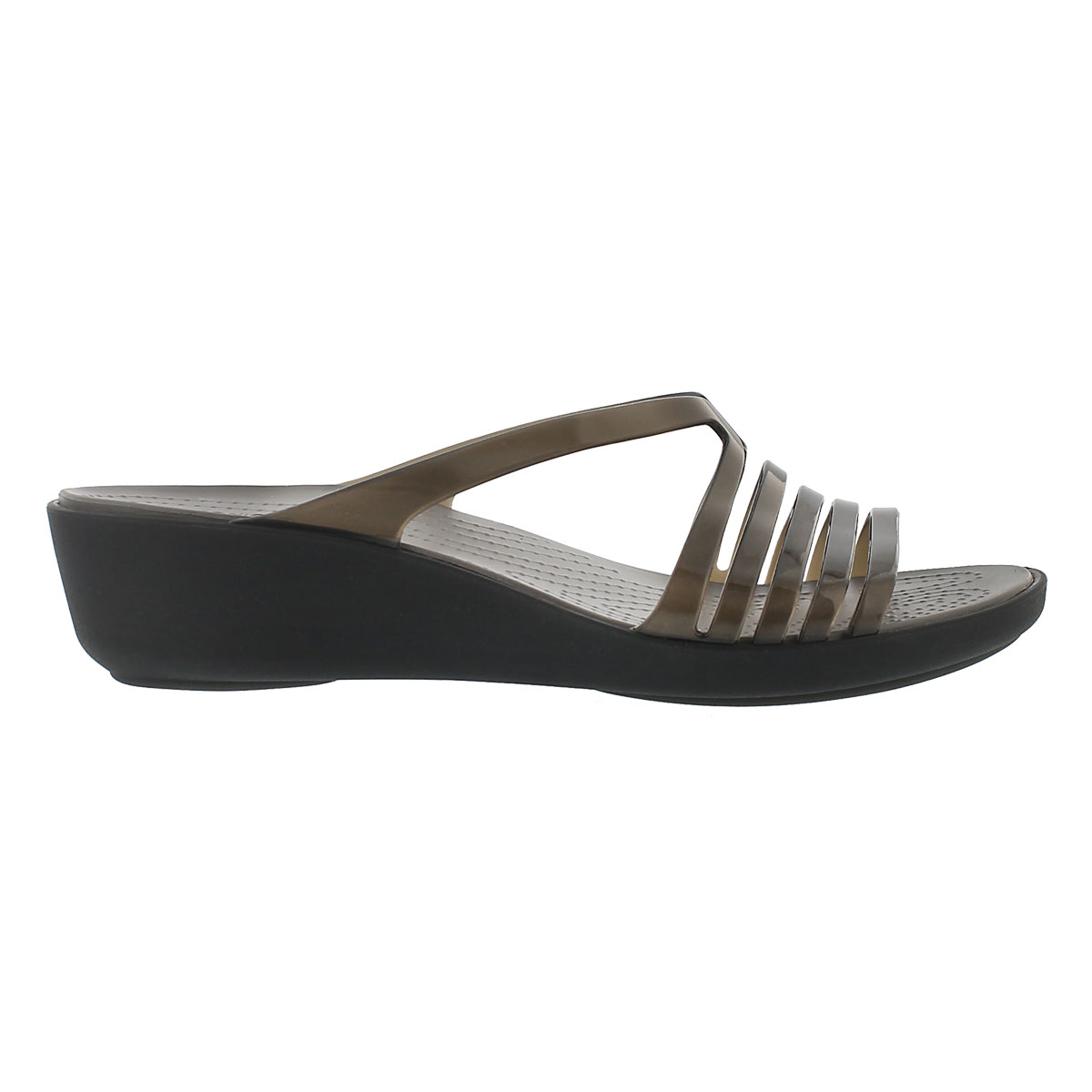 Lds Isabella Mini Wedge blk slide sandal