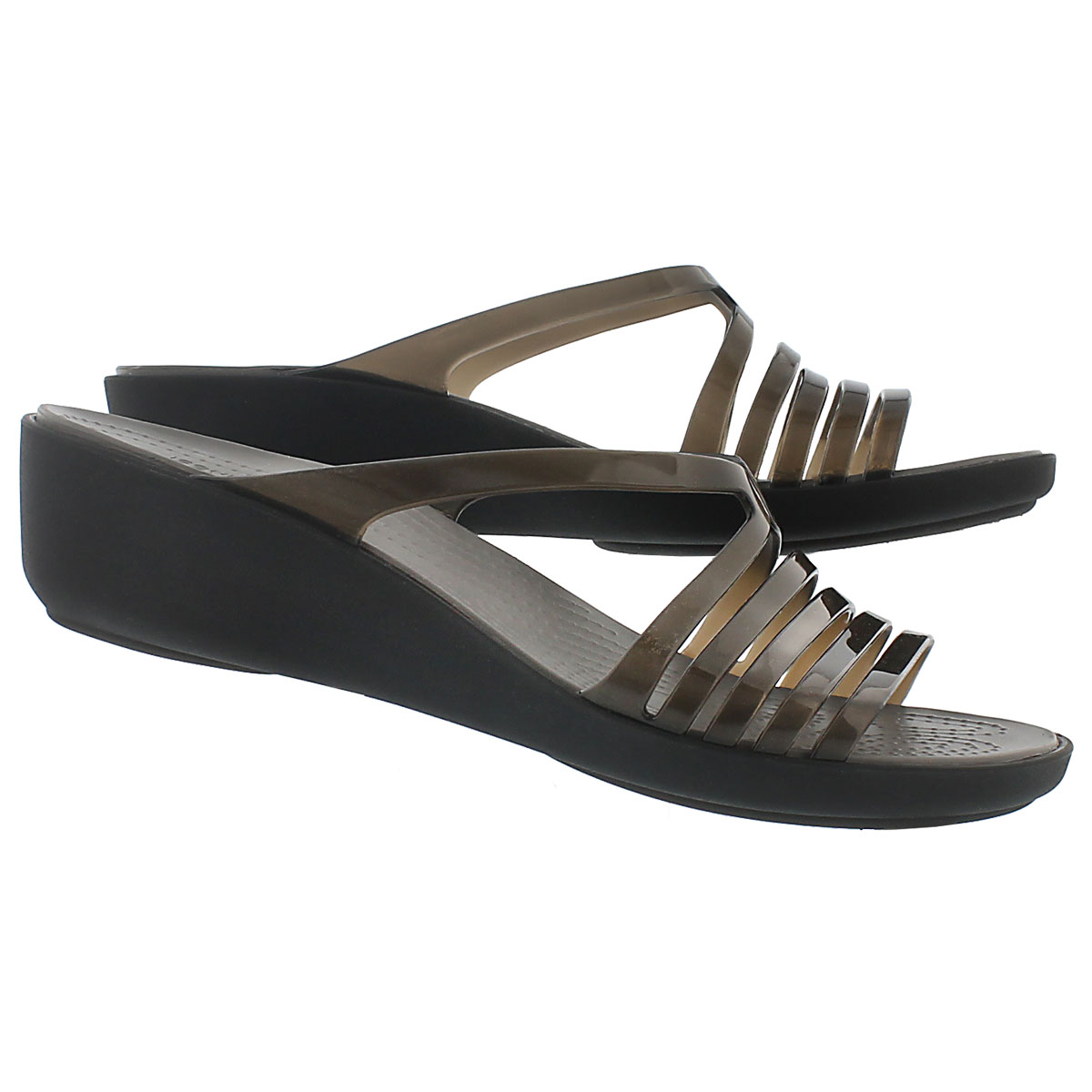 Lds Isabella Mini Wedge blk slide sandal