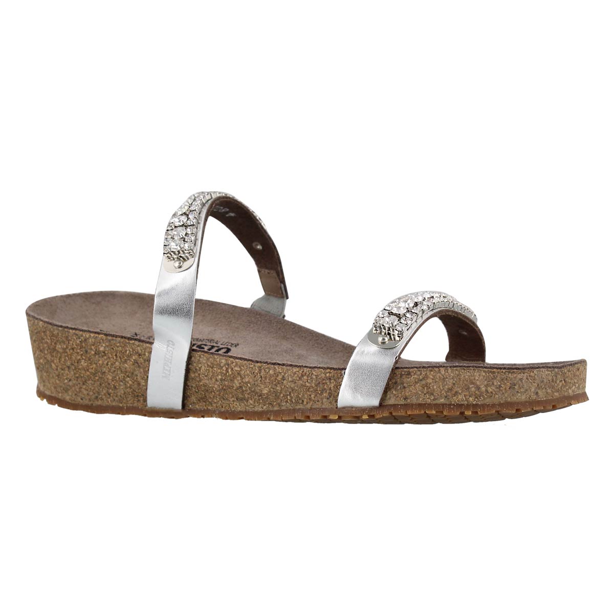 Women's IVANA silver wedge cork footbed sandals
