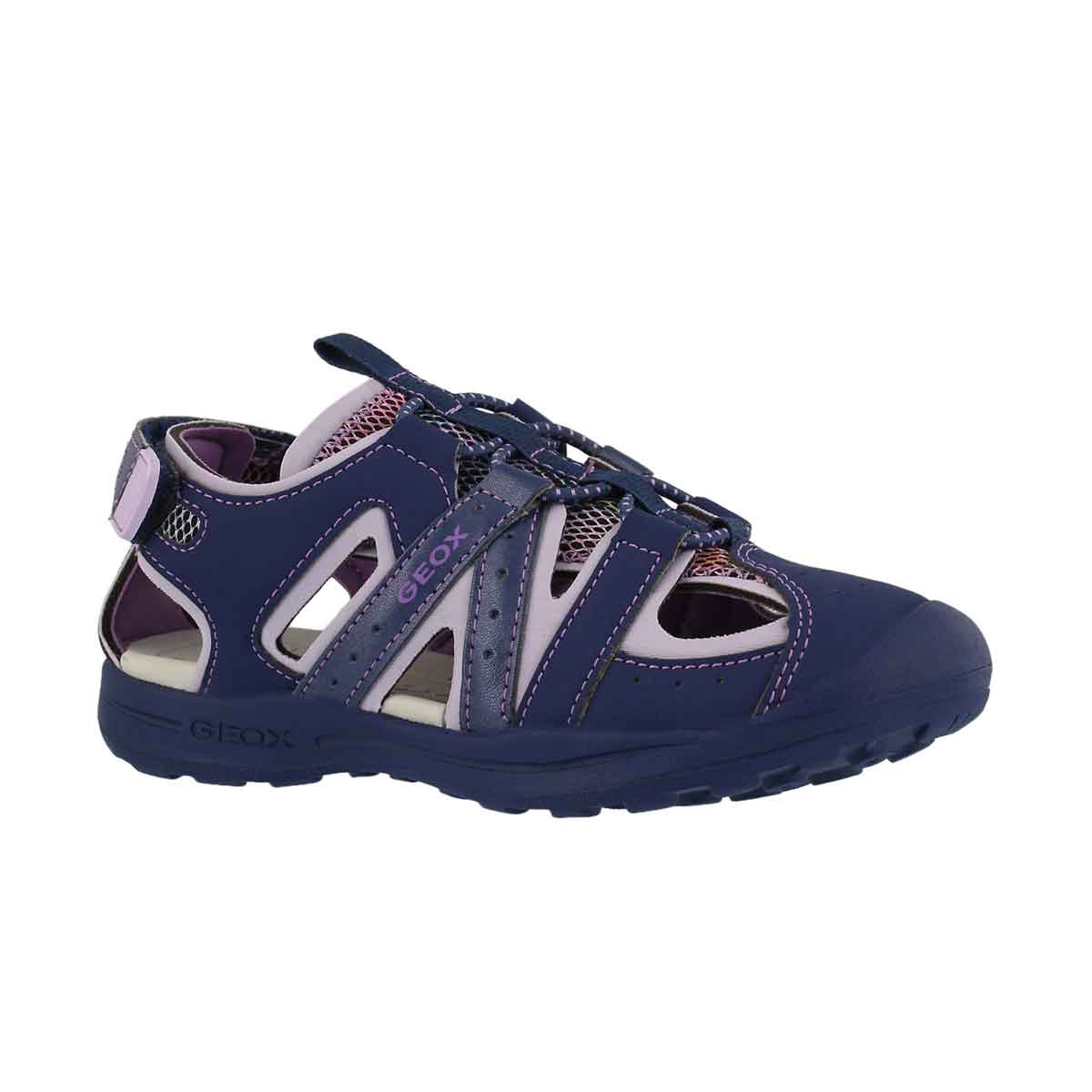 Girls' VANIETT navy/lilac fisherman sandals
