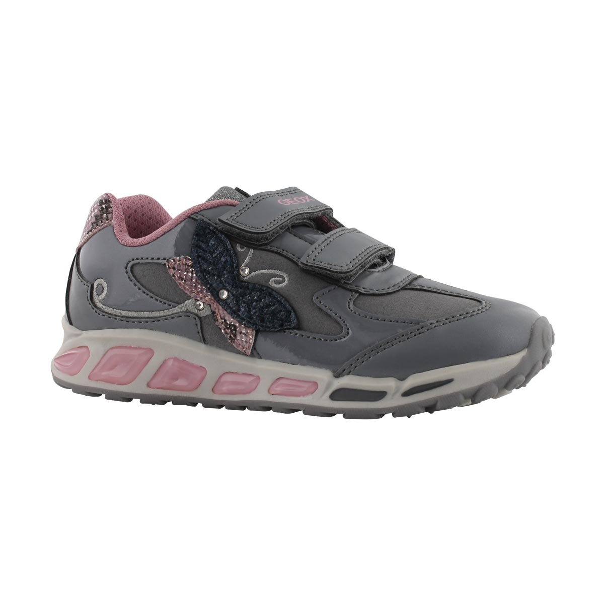 Grls Shuttle A gry/pnk light up sneaker