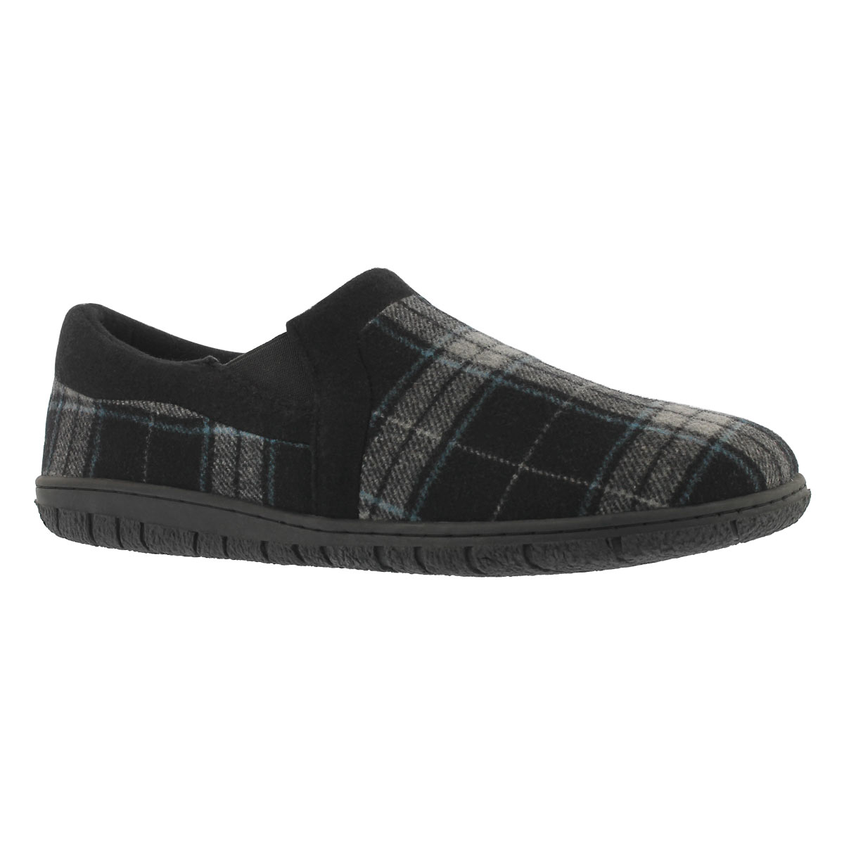 Men's JACOB black plaid memory foam slippers