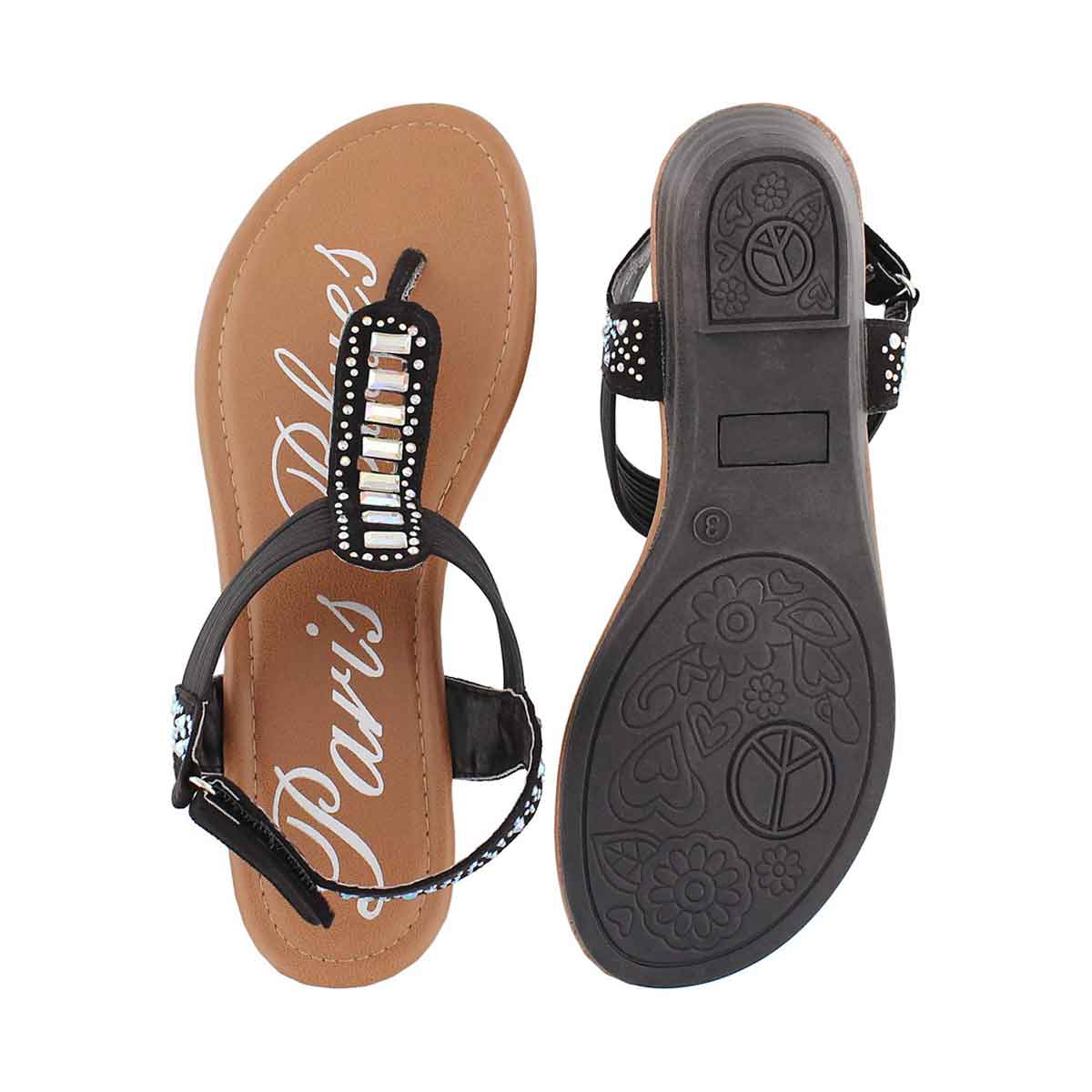 Grls Jean black t-strap sandal