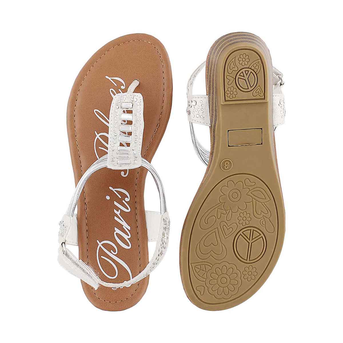 Grls Jean white t-strap sandal