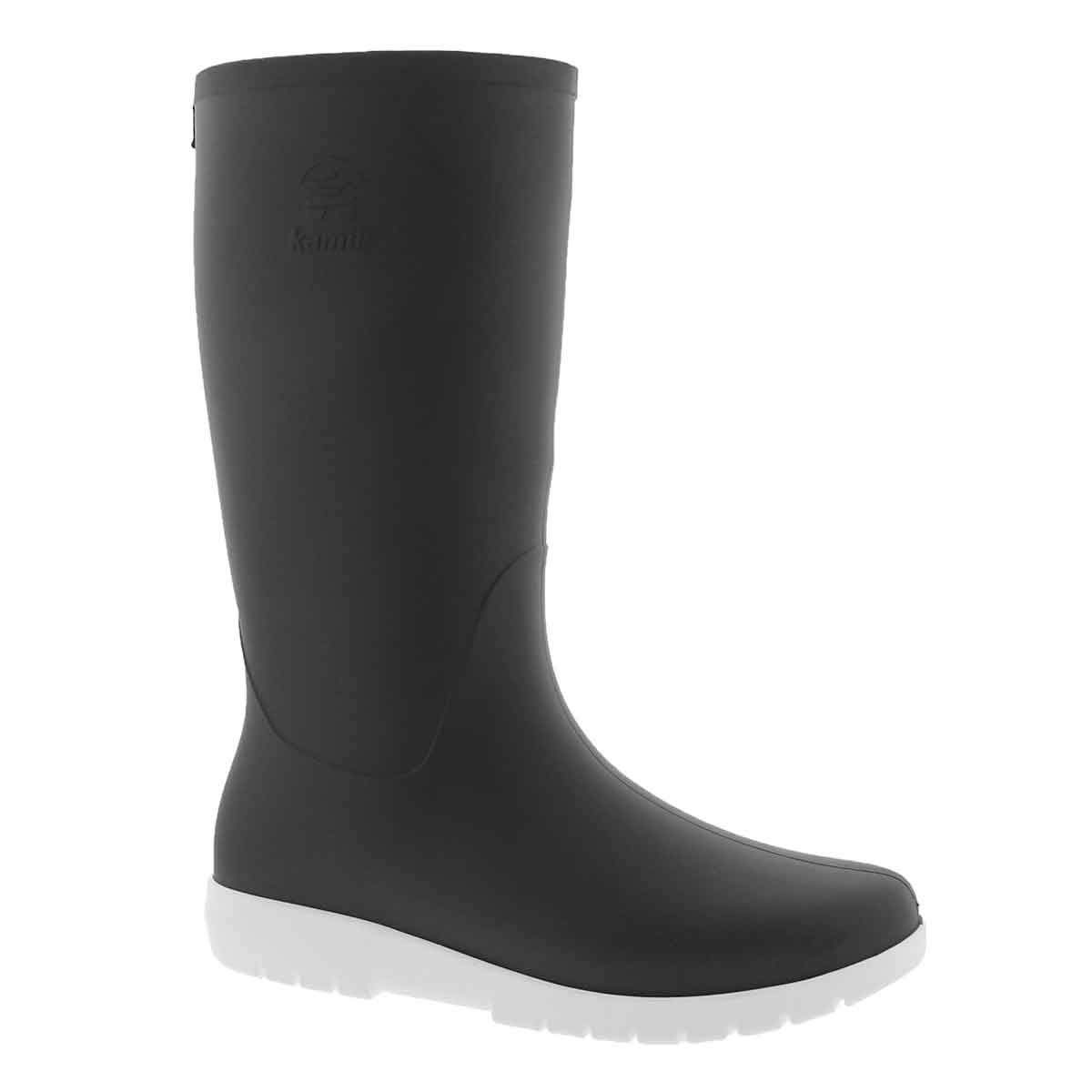 Women's JESSIE black/wht mid waterproof rain boots
