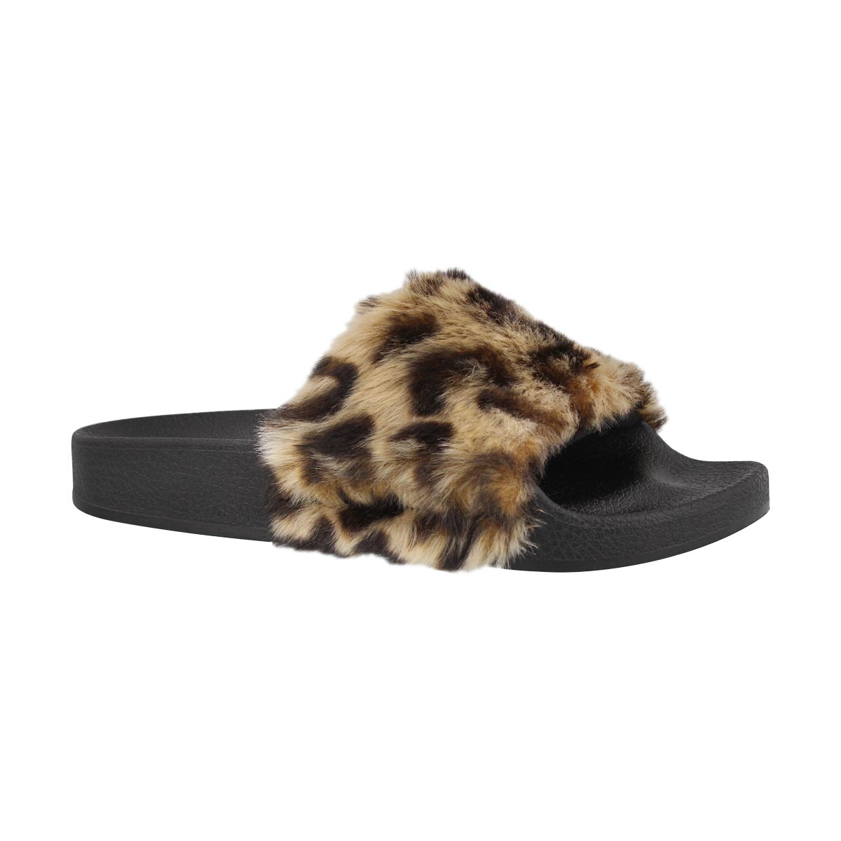 Girls' SOFTEY leo fur slide sandals