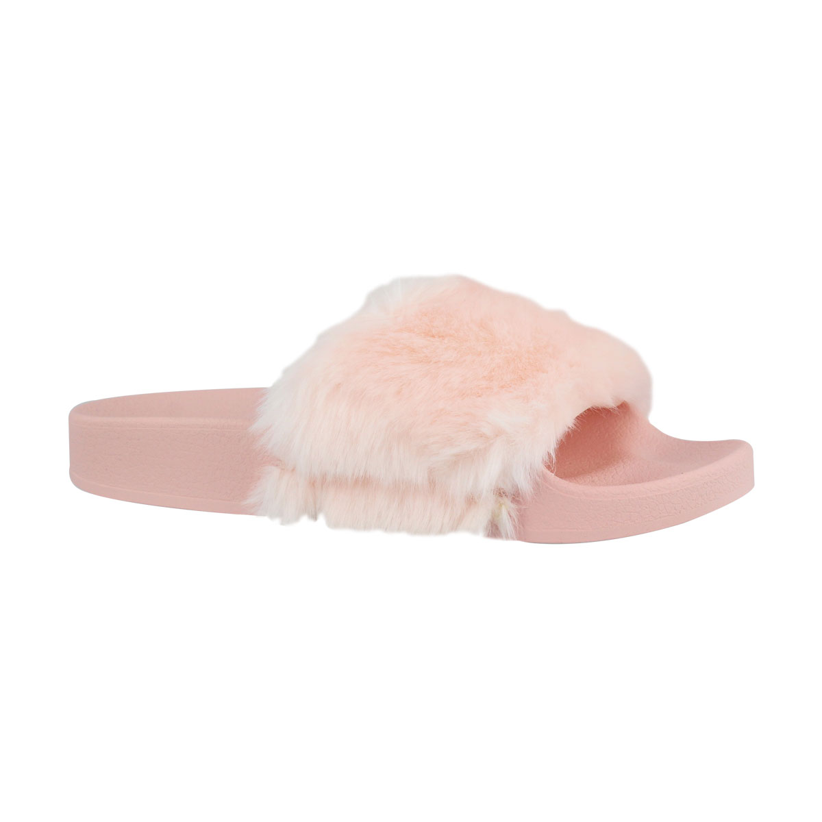 Grls Softey pnk fur slide sandal