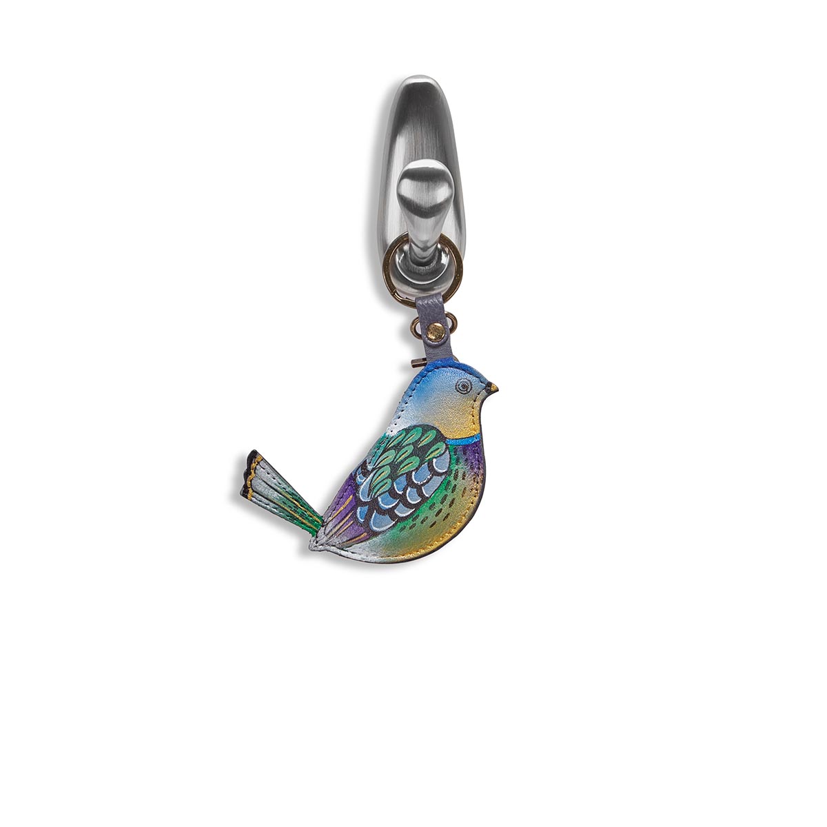 Hand painted BLISSFUL BIRD key chain