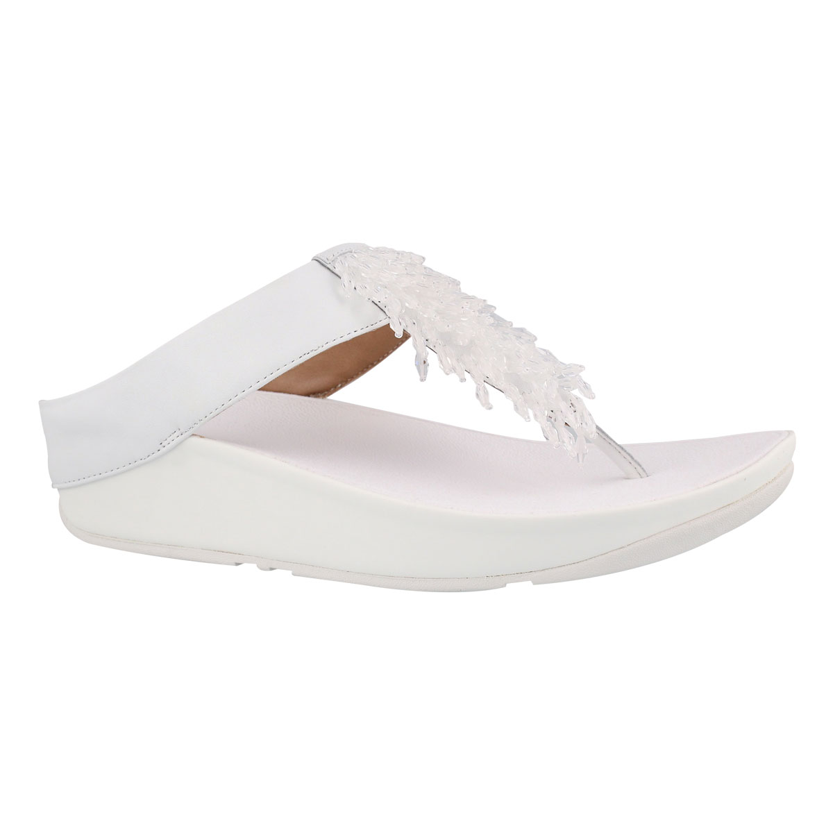 Women's RUMBA urban white fringe thong sandal